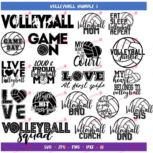 Volleyball Bundle Svg Png Ai Dxf Jpg File. Great for - Etsy