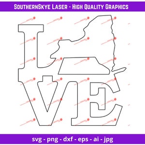 New York Love svg, png, ai, dxf, fichier jpg. Idéal pour la forge lumineuse, la découpe et la silhouette ainsi que la gravure au laser et CNC