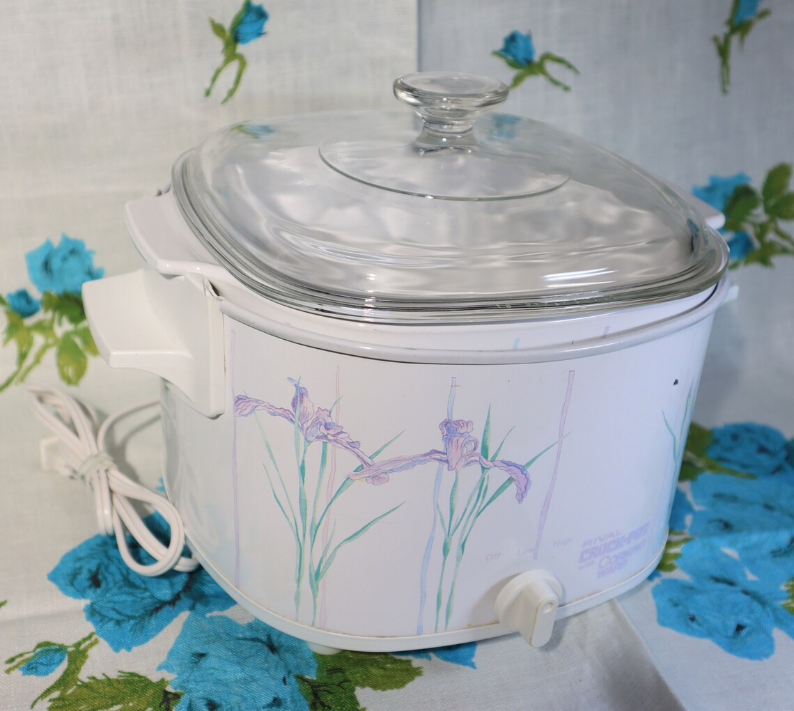 Vintage Rival Corning Ware Shadow Iris Crock Pot 3 qt. Etsy