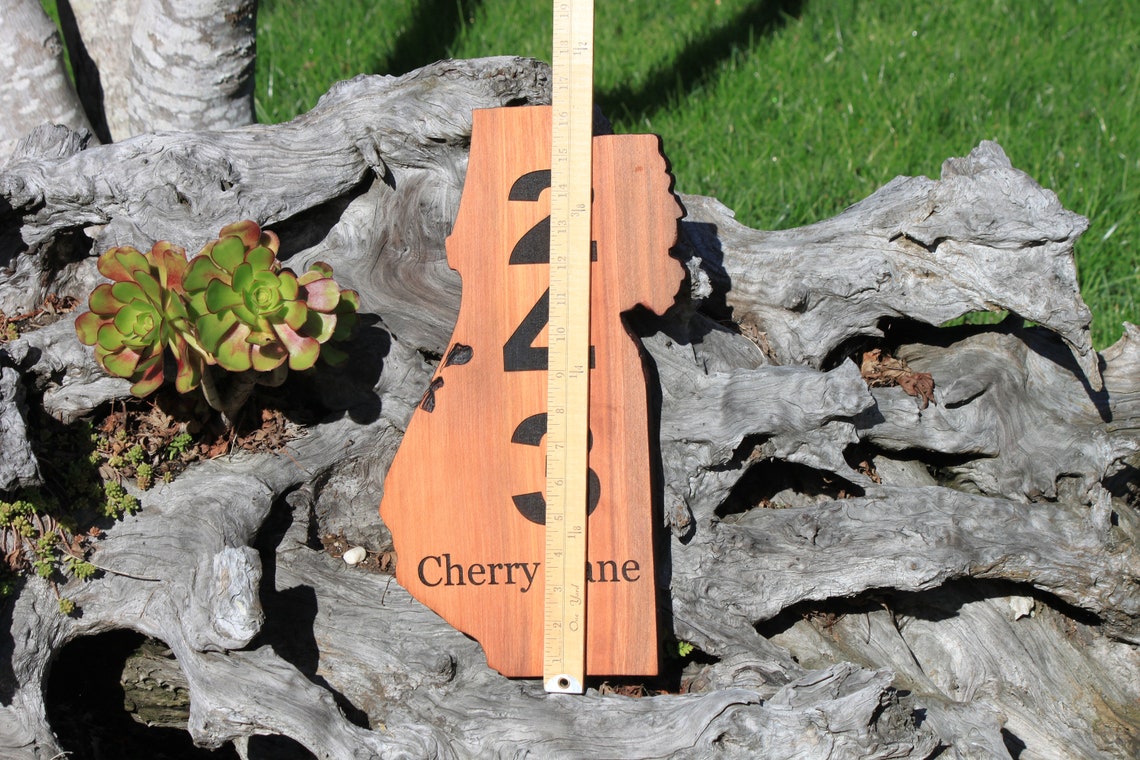 Humboldt County Shaped Redwood Address Sign Engraved Redwood Etsy