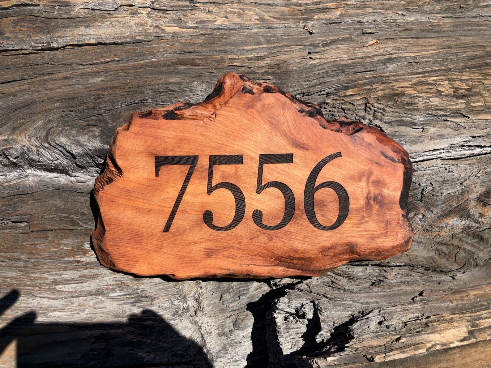 Redwood Address Sign Live Edge Redwood Slab Laser Engraved Etsy