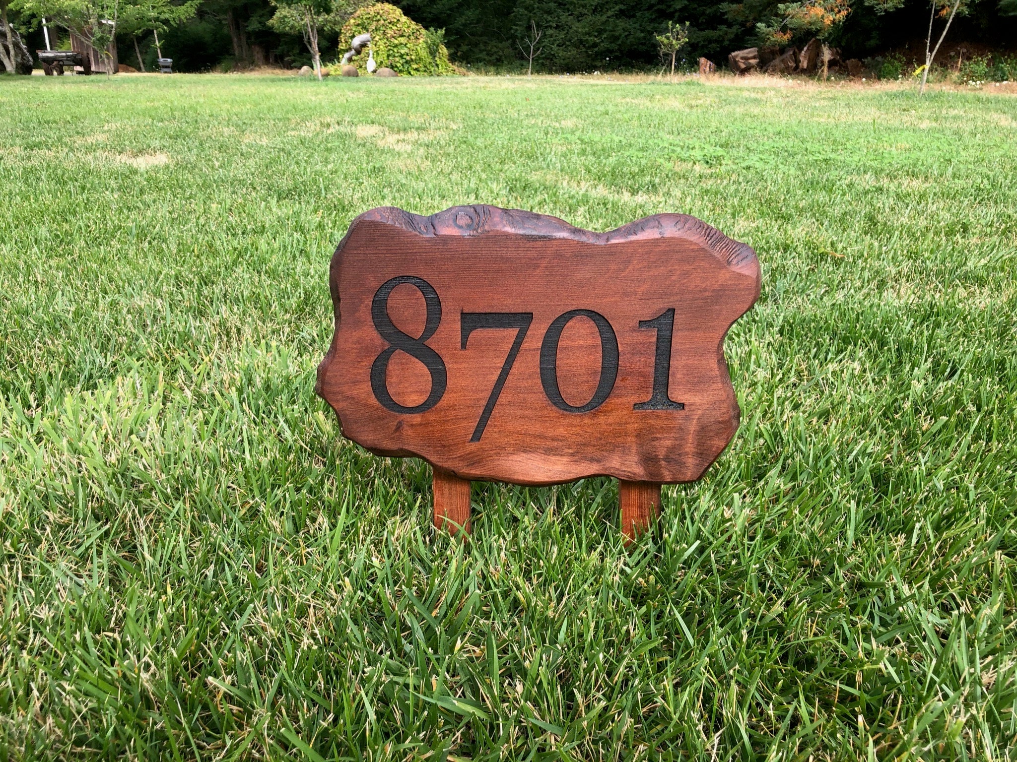 Redwood Address Sign Live Edge Redwood Slab Laser Engraved Etsy