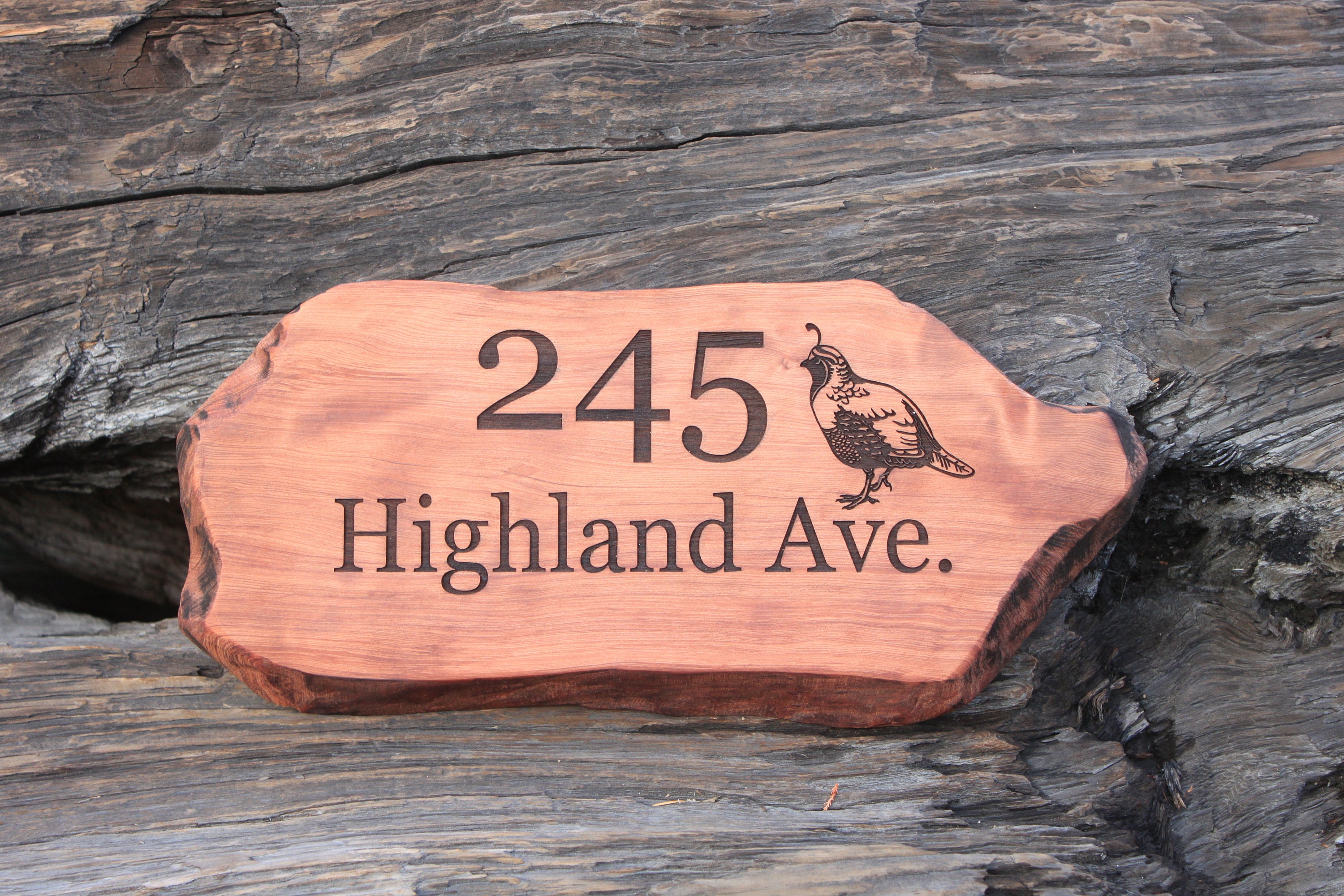 Redwood Address Sign Live Edge Redwood Slab Laser Engraved Etsy