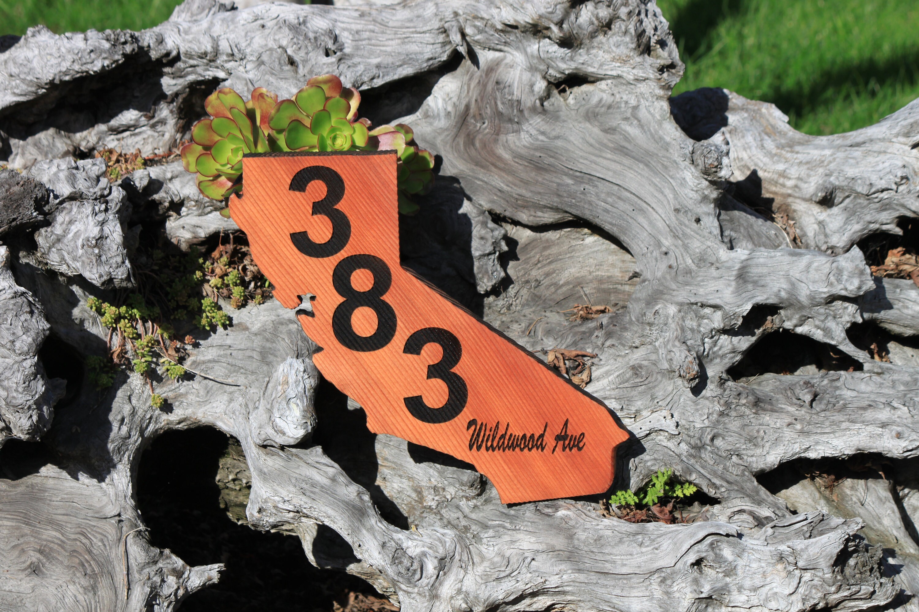 Redwood California Shaped Address Sign Engraved Redwood Sign Etsy