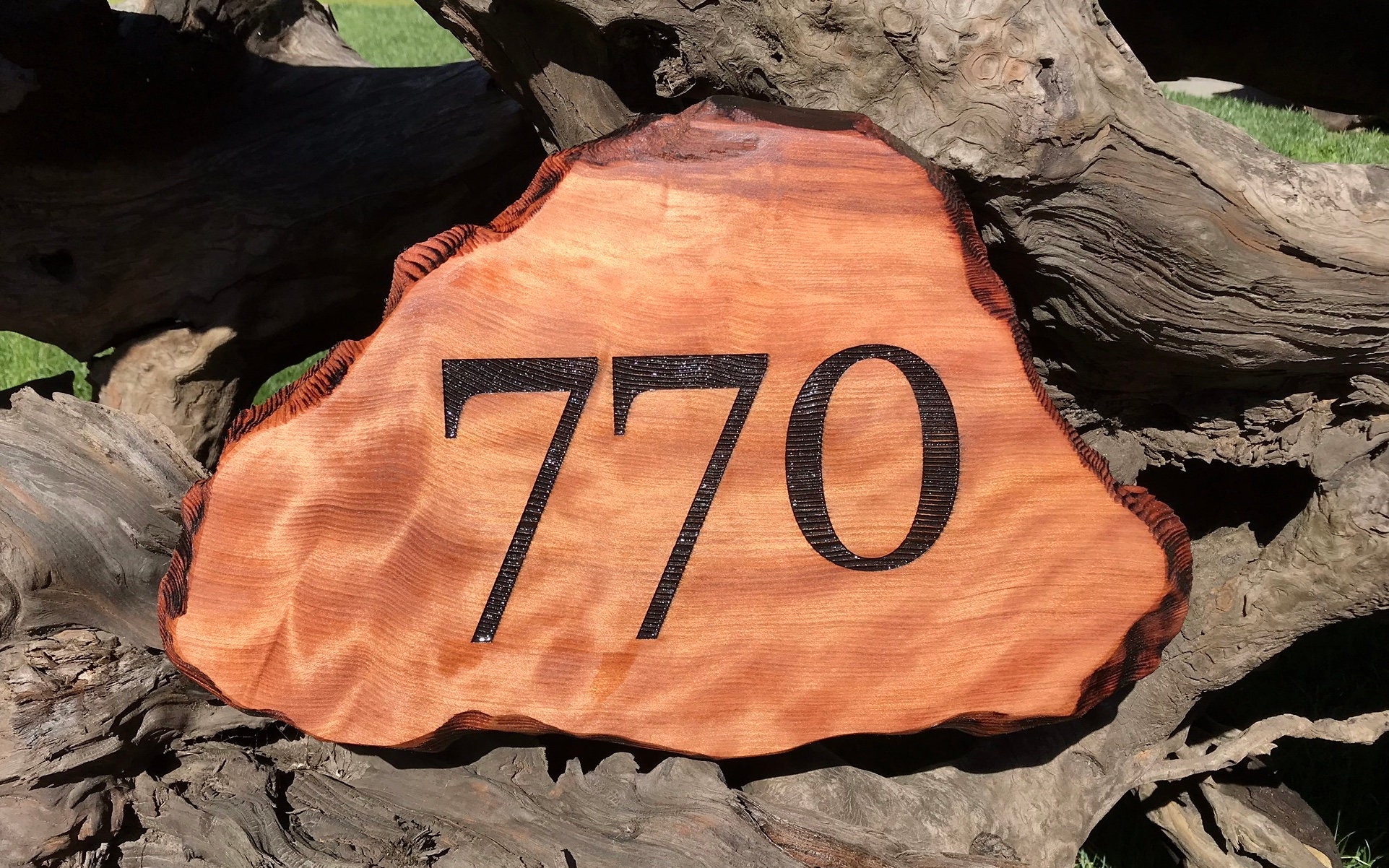 Redwood Address Sign Live Edge Redwood Slab Laser Engraved Etsy