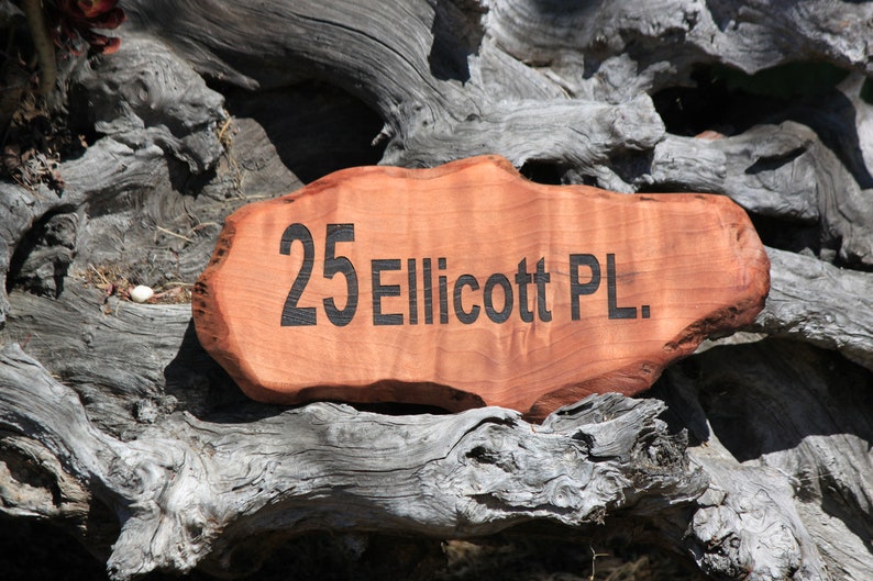 Redwood Address Sign Live Edge Redwood Slab Laser Engraved Etsy
