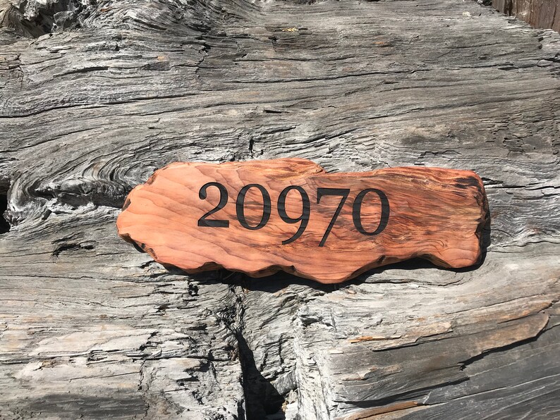 Redwood Address Sign Live edge Redwood Slab Laser Engraved Etsy