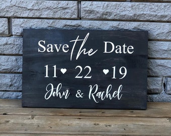 Save the Date Wooden Sign: Engagement Photo Prop Decor