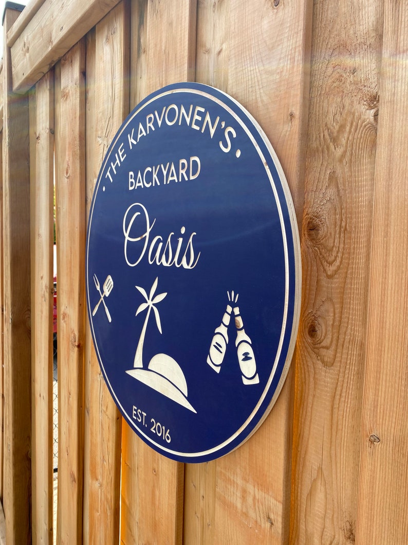 Backyard Oasis Sign – Custom Outdoor Pool Sign | Personalized Cottage ...