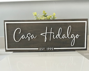 Placa de madeira 3D personalizada para sobrenome: decoração moderna para casa com nome de família