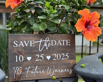 Custom Wood Save The Date Sign: Engagement Photo Prop