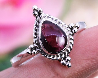 Garnet Rings, 925 Silver Plated Rings Pear Design Ring, Women Ring,  Handmade Ring, Wholesale Lot Women Ring, US Ring Size 6 to 10 