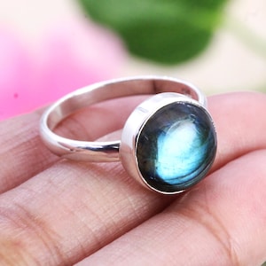 Solid 925 Silver Ring, Labradorite Ring, Gemstone Ring, Womens Dailywear Ring, Handmade Ring, Promise Ring,  Customized ring size J TO Z