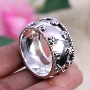 Boho Silver Wide Band Ring, Spinner  Jewelry Gift/ Silver Jewellery