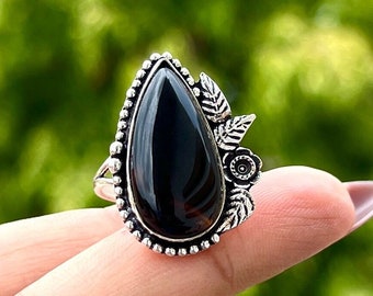 925 Sterling Silver Black Onyx Ring/designer Ring/handmade