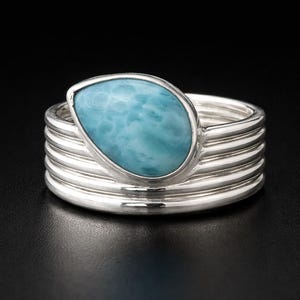 Silver Gemstone Infinity Stack Ring/Wide band Thumb Ring/Healing Crystal Jewelry/Gift For Her