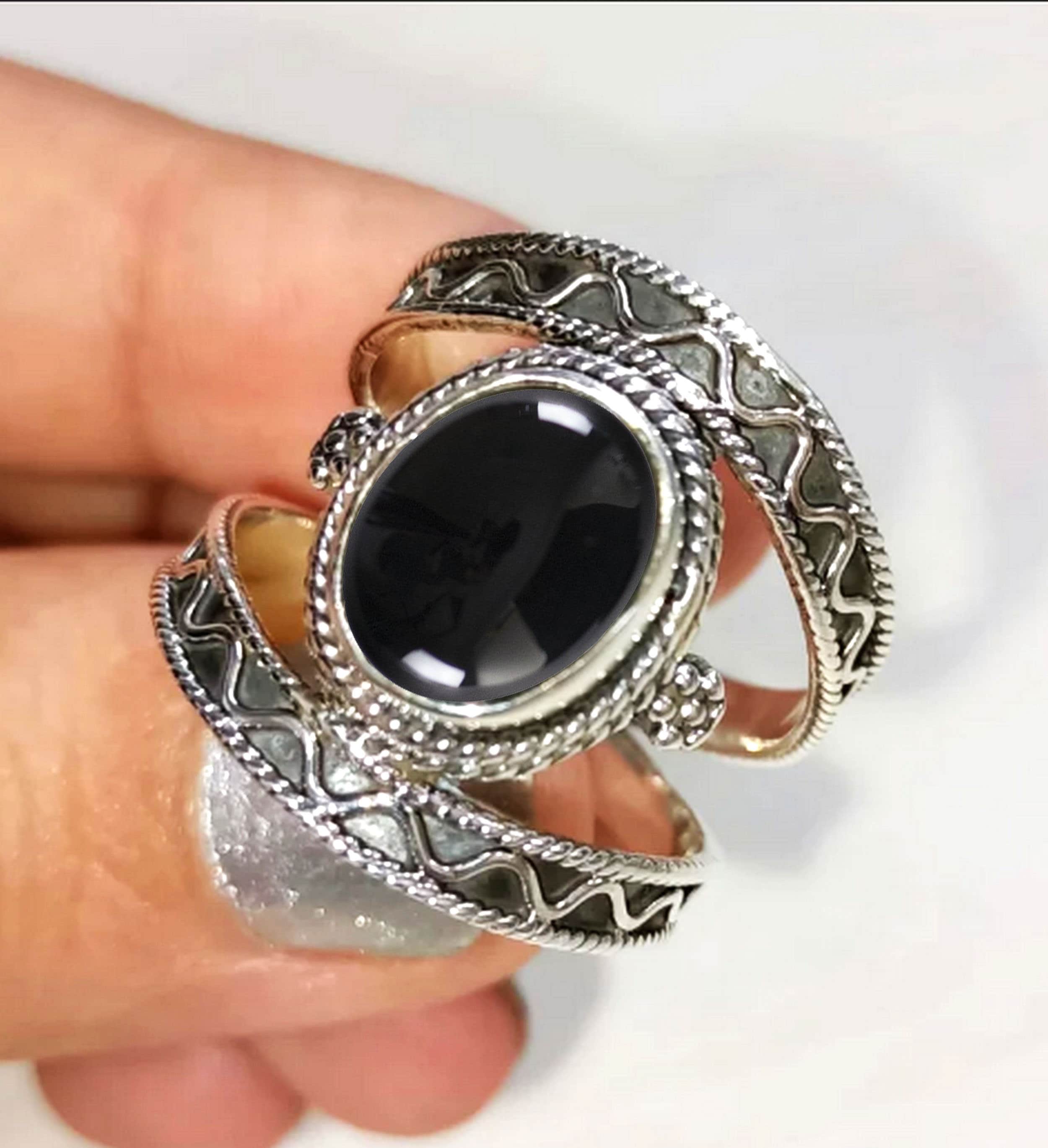 925 Silver Ring, Black Onyx Ring, Designer Ring, Handmade