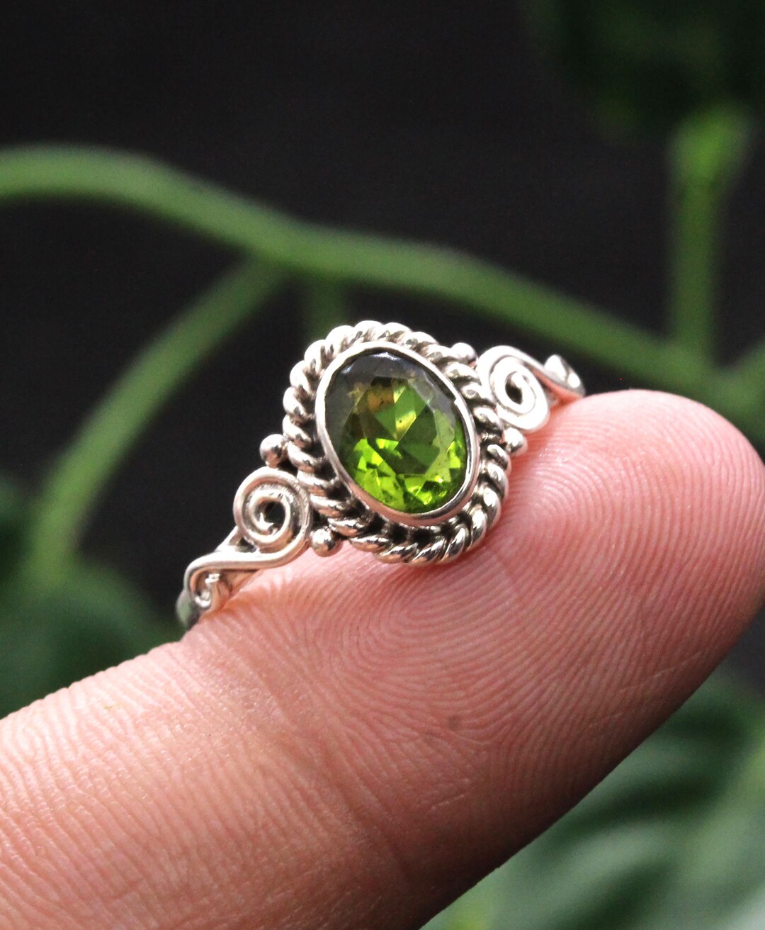 Buy Silver Ring/ Handmade Ring/ Oval Gemstone Ring/ Peridot Ring