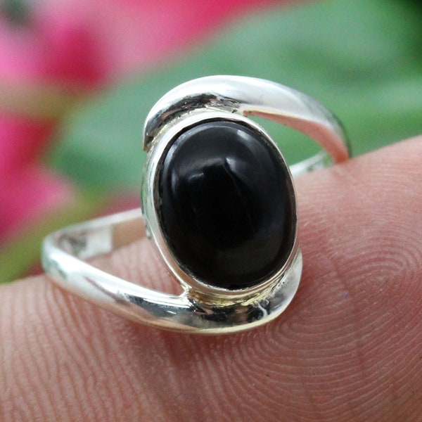 925 Silver Ring / Black Onyx / Jewellery/ Birthday Ring / Womens Rings Bands / Oval black onyx / designer ring / Customized ring size J TO Z