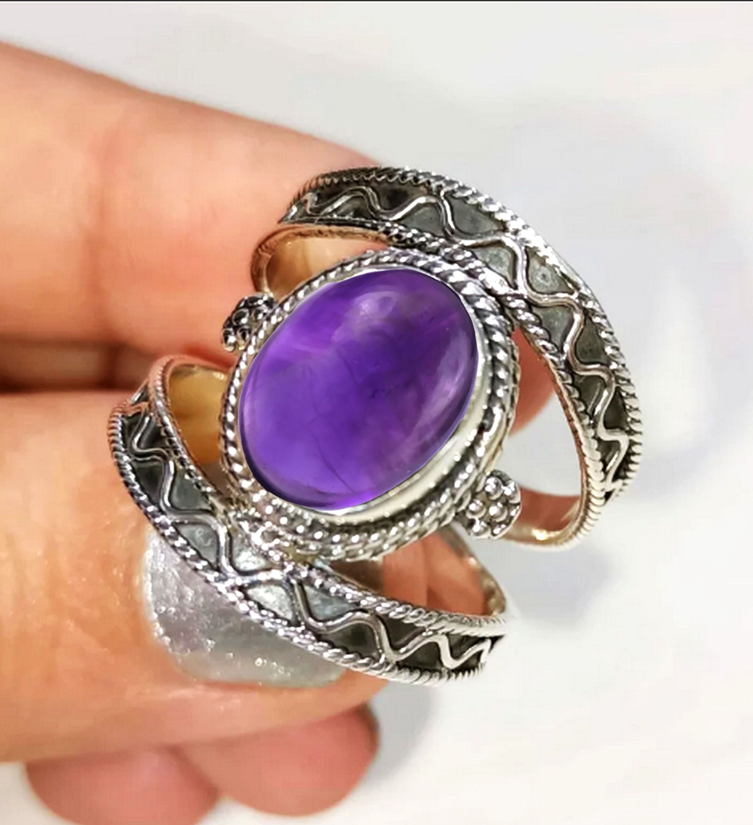 Buy 925 Sterling Silver Ring, Amethyst Ring, Designer Ring