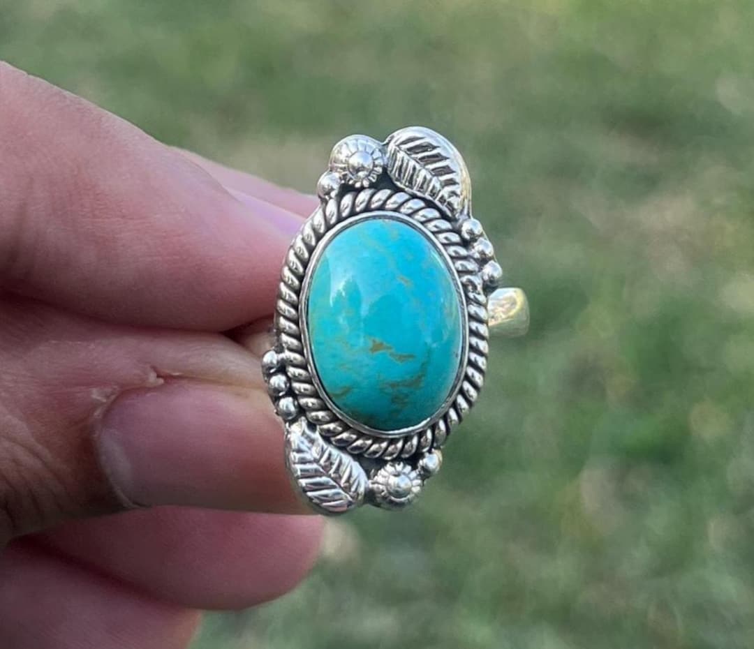 ターコイズ シルバーリング 海外デザイナー作 スターリング ブルー