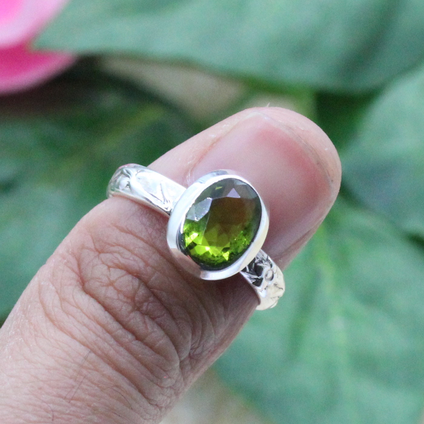 アクセサリー Vintage Silver Oval Dot Grain Ring 925 Vintage Signed PF 925 Sterling Silver Ring with 8 oval