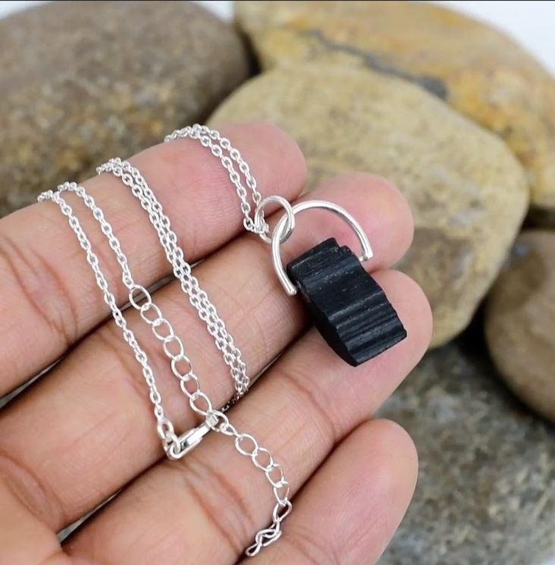 天然ブラックトルマリンシルバーネックレス ジュエリーギフト/シルバー