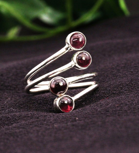 Silver Garnet Ring, Adjustable Womens Ring Jewellery Gift/ Silver