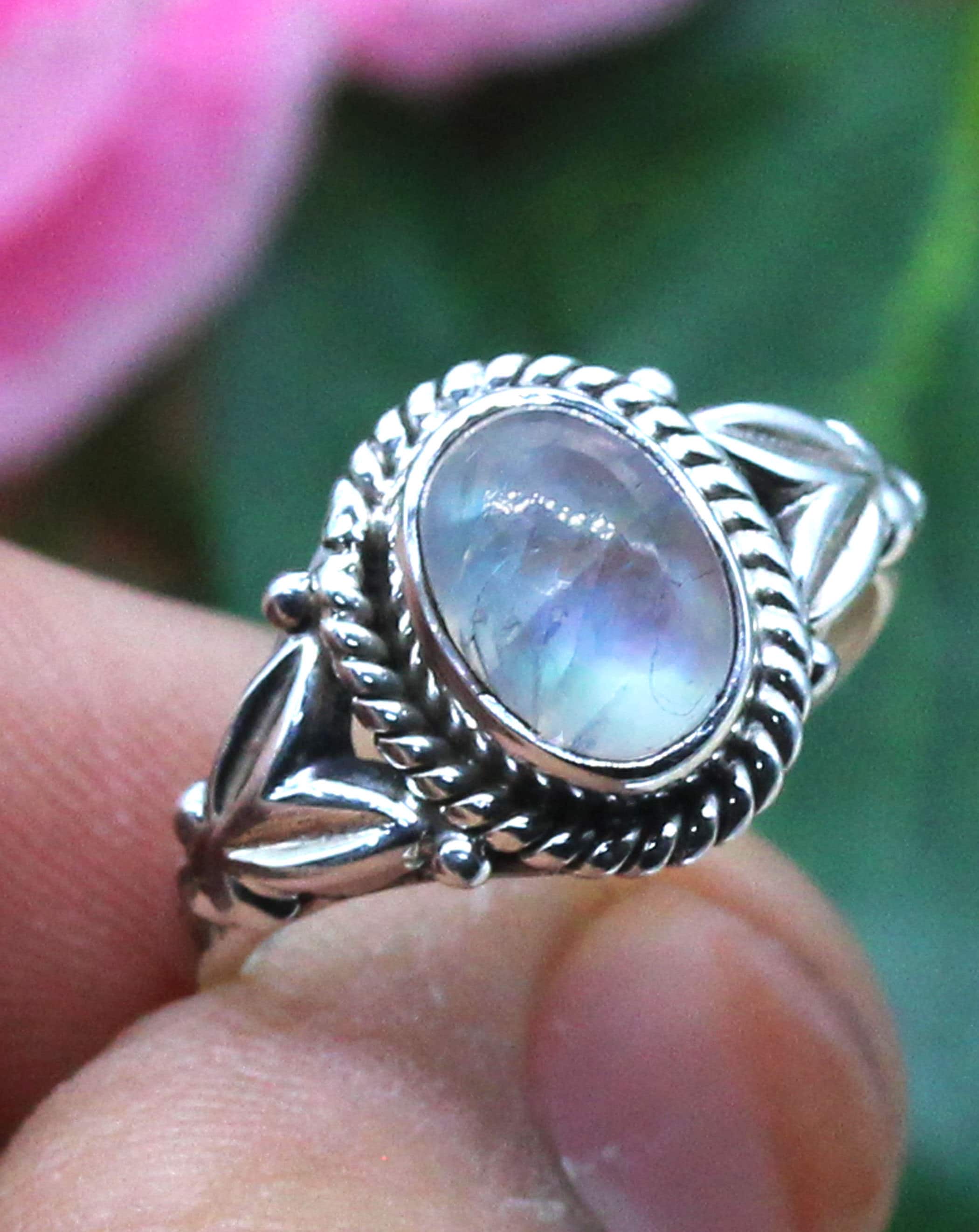 Anello In Argento Sterling 925 Con Pietra Di Luna YFN - Design Lotus, Regalo Per Donne E Ragazze - Foto 9