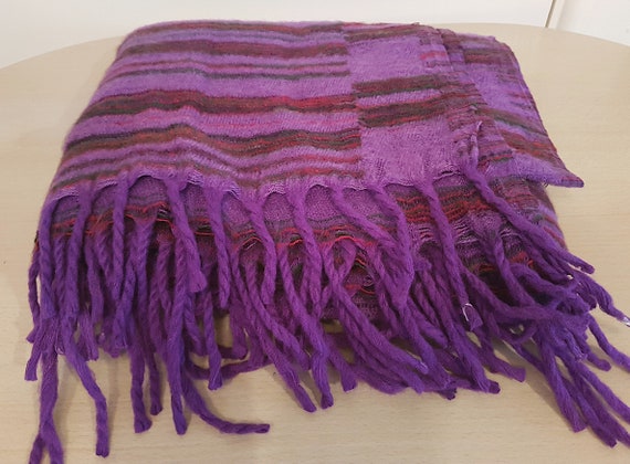 Super soft yak wool Fair Trade large blanket handmade in Nepal Blue