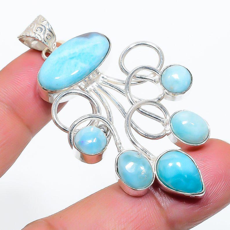 925 Sterling Silver Larimar Pendant/pear Gemstone Pendant/daily Wear