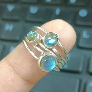 925 Silver Ring / Labradorite / Jewellery / Womens Rings Bands / Designer ring / Round Labradorite / Customized Ring Sizes J to Z