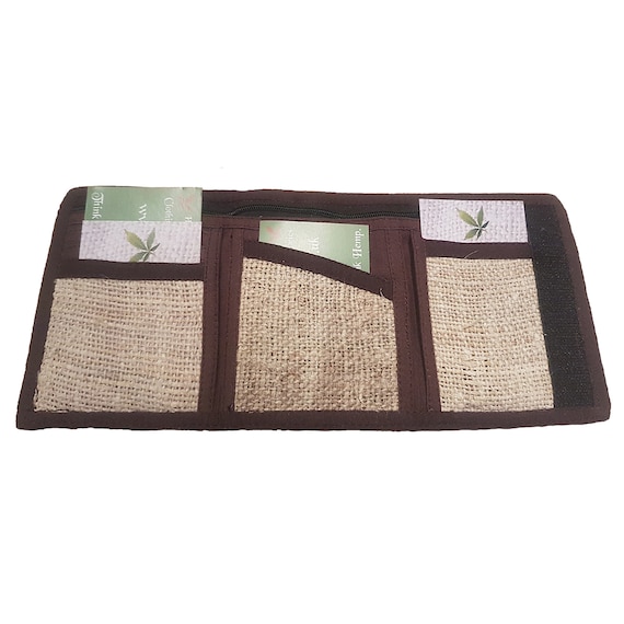 Brown 100/% Hemp Eco-Friendly Card Wallet Purse Handmade Fair Trade in Nepal