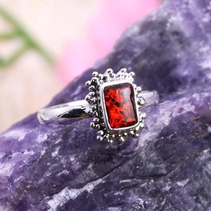 925 Silver Ring, Doublet Red Opal Ring, Anniversary Ring, Women&#39;s Rings Bands, Promise Ring, Designer Ring, Customized ring size J TO Z
