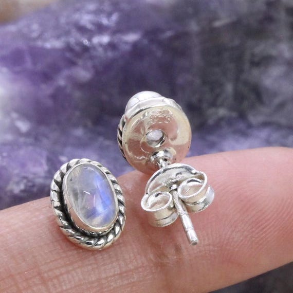 fannyu Solid 925 Sterling Silver Stud Earrings/amethyst Gemstone