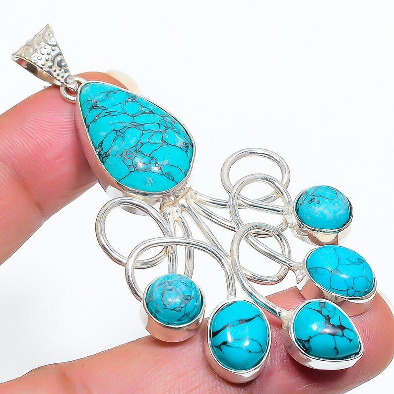 925 Sterling Silver Turquoise Pendant/pear Gemstone Pendant/daily Wear