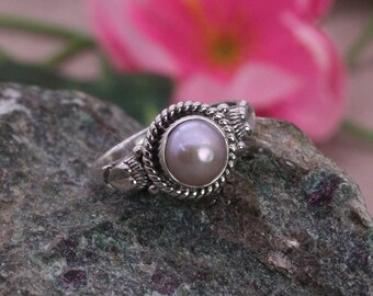 925 Silver Ring / Pearl / Promise Ring / Stacking Ring
