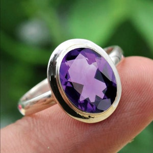 925 Silver Ring, Amethyst Ring, Oval Gemstone Ring, Handmade Ring, Dailywear Ring, Womens Ring Jewelry For Her, Customized ring size J TO Z