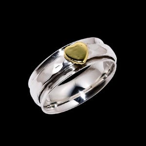 Beautiful Heart spinner Ring, Sterling silver Ring, Spinning Ring, Anxiety Jewellery, Silver spinning Ring, Silver band Ring, Family Ring