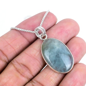 925 Sterling Silver Aquamarine Gemstone Pendant/Aquamarine Jewellery/Trendy Christmas Gift/Royal Elegant Jewellery/Special Gift For Wife