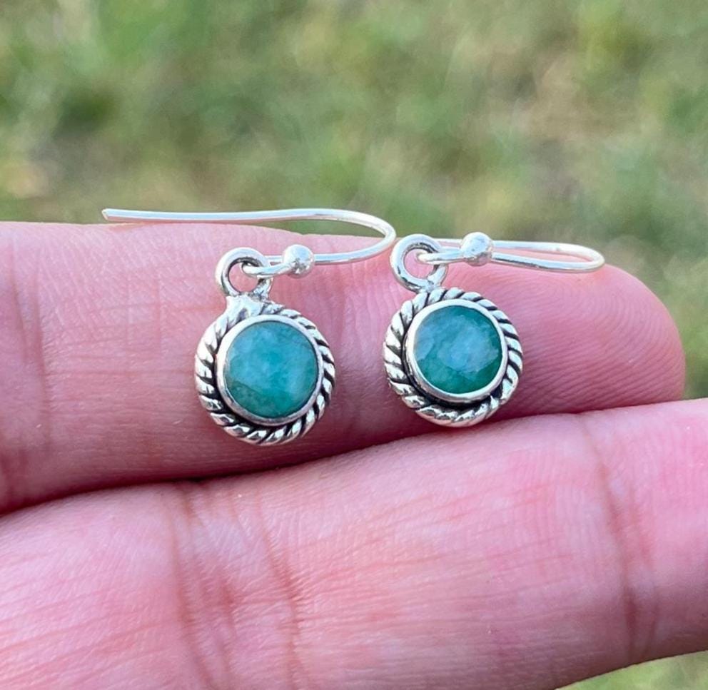 Silver Emerald Drop Earrings, Women's Jewelry Jewellery Gift