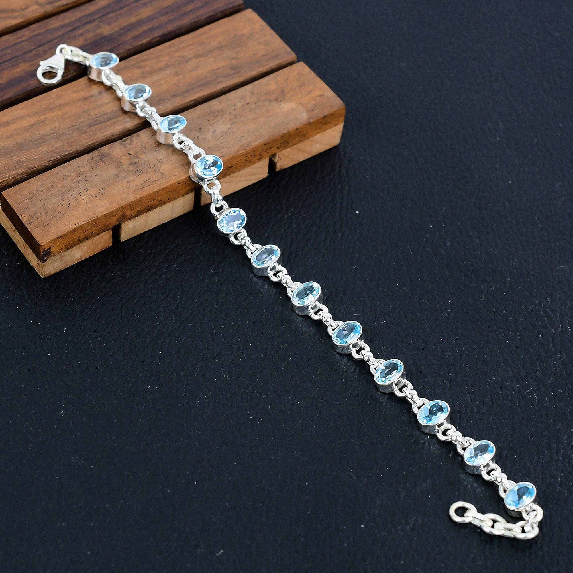 シルバーブルートパーズブレスレット、女性用宝石ジュエリーギフト