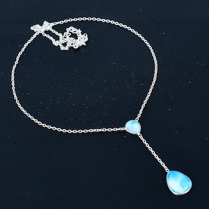 Colar Larimar de prata esterlina maciça 925/Colar feminino com pedra preciosa de pera/Pingente para uso diário/Pingente para colar/Presente perfeito/Presente para esposa