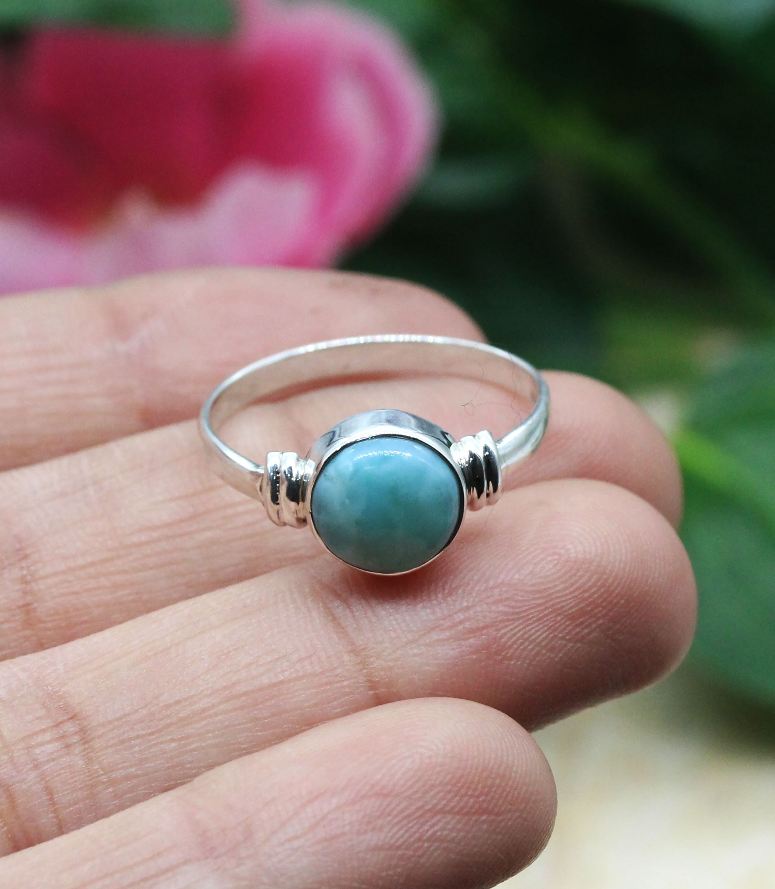 Silver Larimar Ring, Womens Dailywear, Customized Size Jewellery