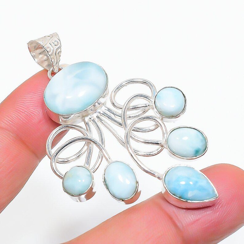 925 Sterling Silver Larimar Pendant/pear Gemstone Pendant/daily Wear