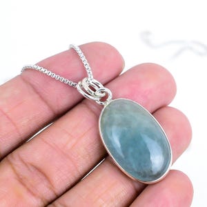 925 Sterling Silver Aquamarine Gemstone Pendant/Aquamarine Jewellery/Trendy Christmas Gift/Royal Elegant Jewellery/Special Gift For Wife