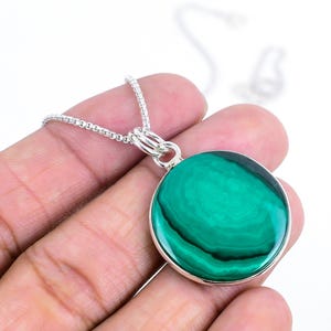 Pendentif en malachite, collier en malachite, pendentif en cristal, bijoux en argent sterling 925, pendentif bohème délicat, pendentif tendance, cadeaux pour elle