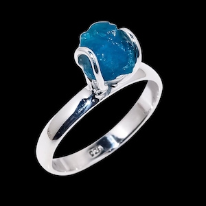 Natural Apatite Rough 925 Sterling Silver Ring, Apatite Handmade Ring, Apatite Silver Raw Stone Ring, Gift for Her, Apatite Silver Ring
