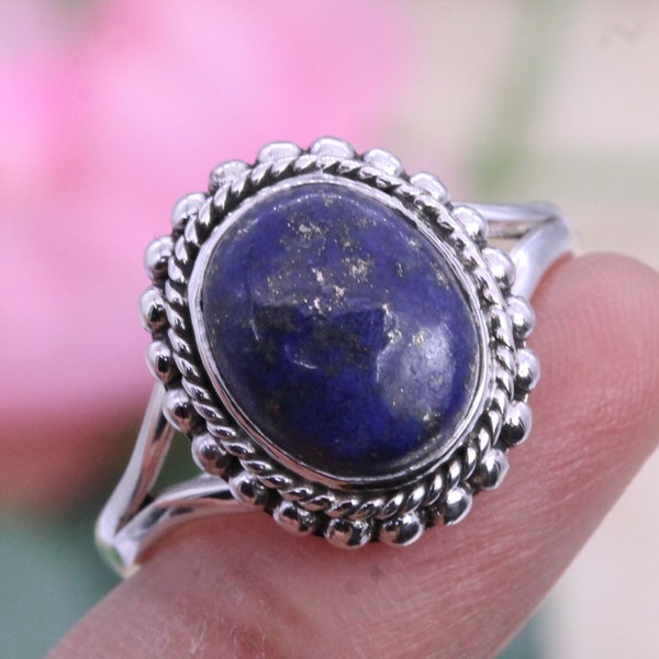 925 Sterling Silver Ring / Lapis Lazuli / Dailywear Ring / jewellery / Womens Rings / Birthday Ring / Round Lapis / Customized ring size J-Z