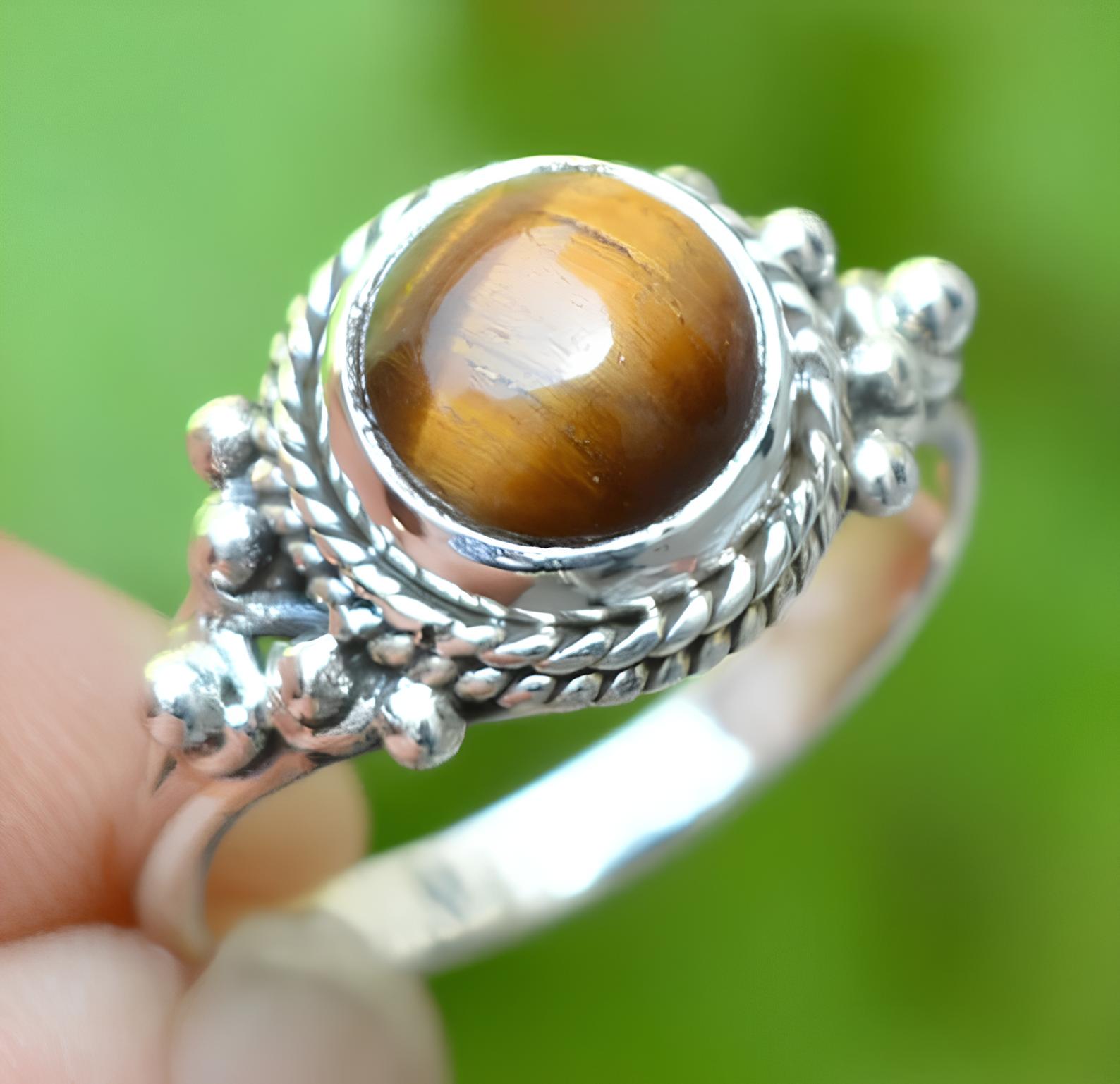 SILVER925 TIGER EYE DESIGN RING/シルバー/リング 925 Silver Ring / Tiger's Eye / Designer Ring / Women's
